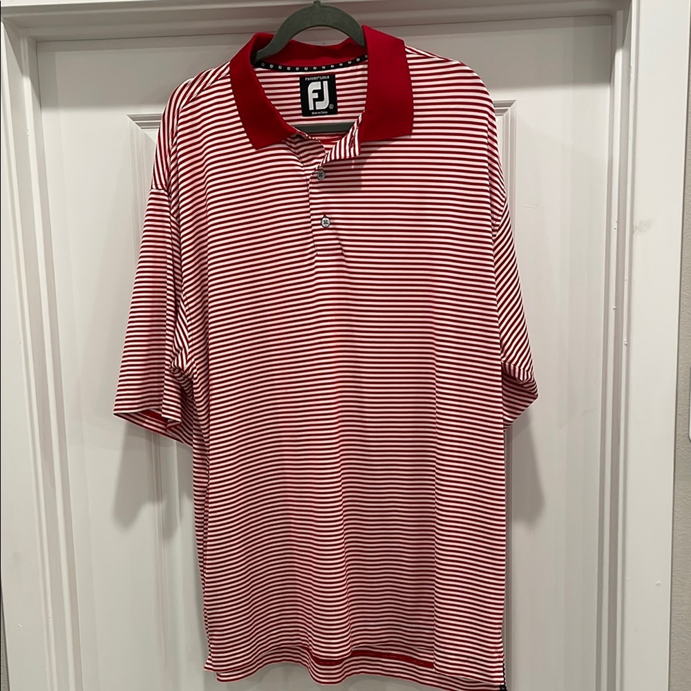 FootJoy Men's Red Striped Polo Shirt